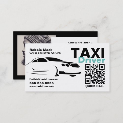 Fast Car Logo Photograph Taxi Driver Price List Business Card