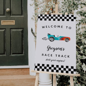 Fast Car Race Track Birthday Party Welcome Sign