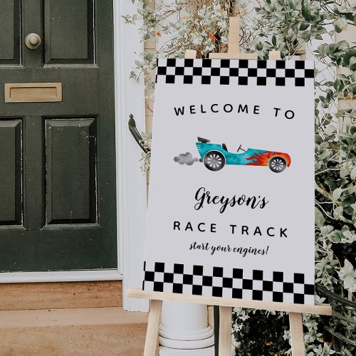 Fast Car Race Track Birthday Party Welcome Sign