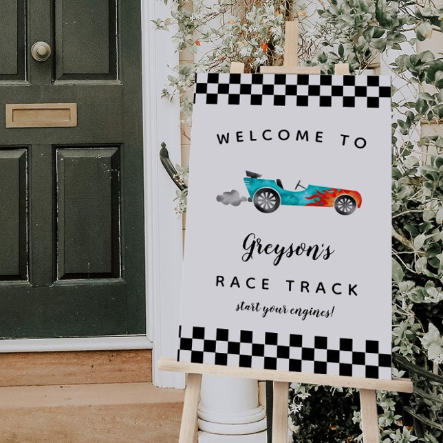 Fast Car Race Track Birthday Party Welcome Sign (Creator Uploaded)
