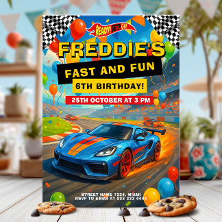 Fast Car Racing Birthday Party Invitation