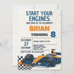 Fast Cars Birthday Invitation