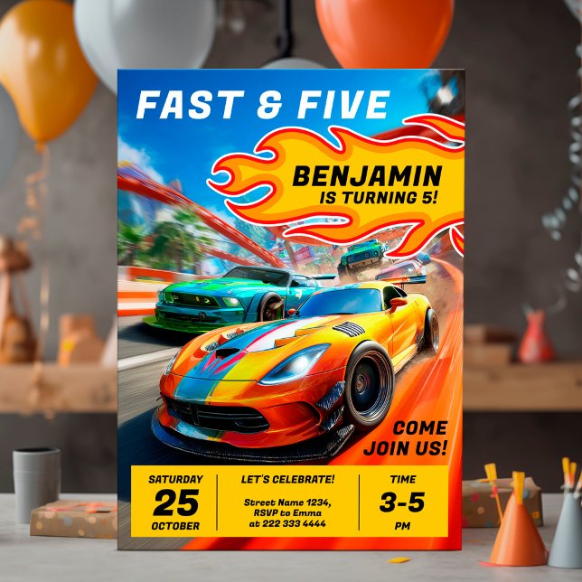 Fast cars kids racing birthday card (Creator Uploaded)