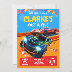 Fast Cars Racing Party Invitation for Boys