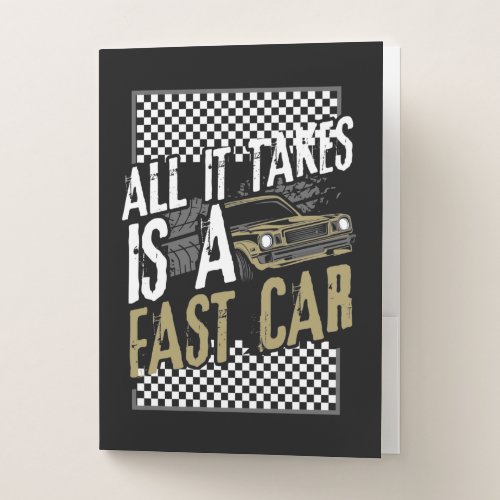 Fast Cars Racing Quote Pocket Folder