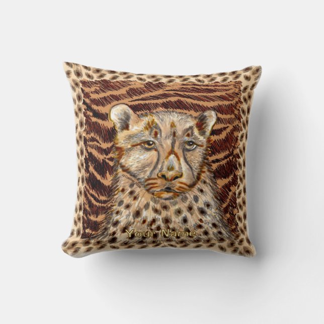 Fast Cheetah  Throw Pillow (Front)