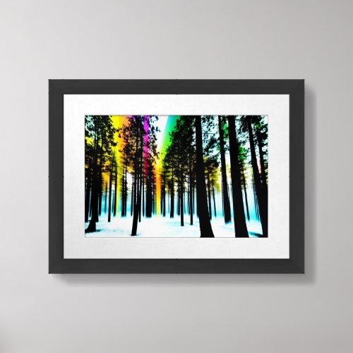 Fast Colorful Blurry Trip Through Black Trees Framed Art