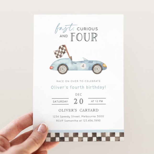 Fast, Curious & Four Racing 4th Birthday  Invitation (Creator Uploaded)