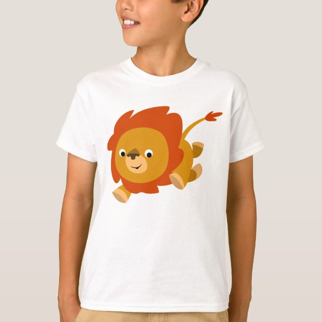 Fast Cute Cartoon Lion Children T-Shirt (Front)