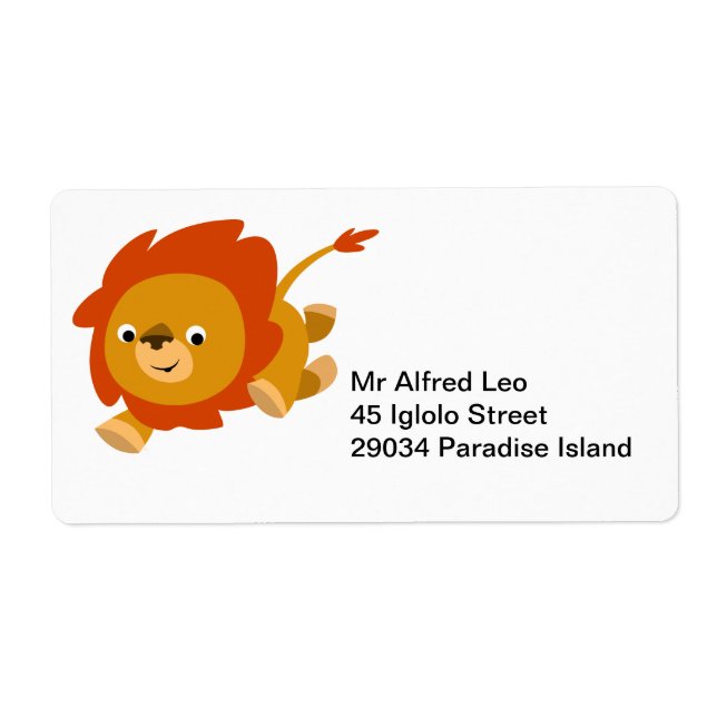 Fast Cute Cartoon Lion Label (Front)