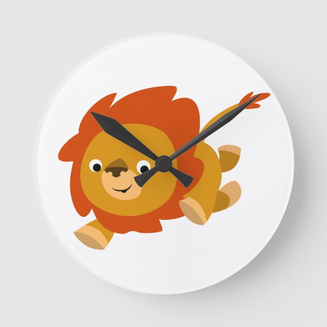 Fast Cute Cartoon Lion Wall Clock (Front)