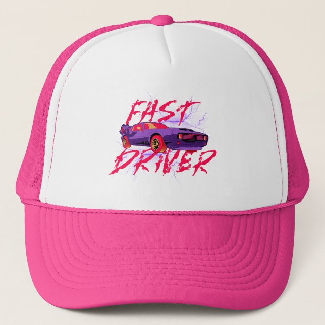 FAST DRIVER - purple Trucker Hat (Front)