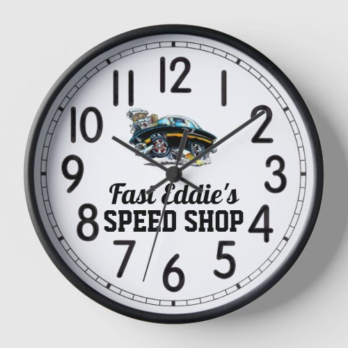 Fast Eddies Black Hot Rod Wall Clock