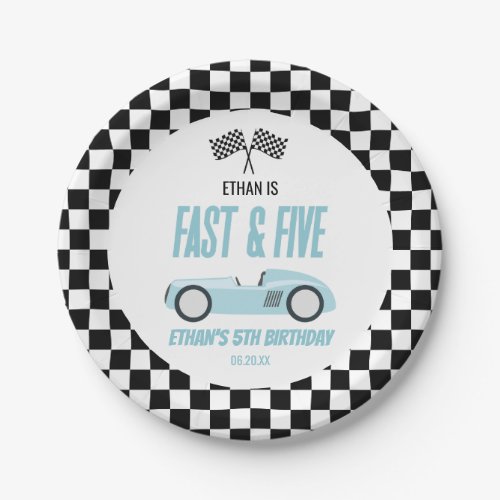 Fast  Five Blue Race Car 5th Birthday Party Paper Plates