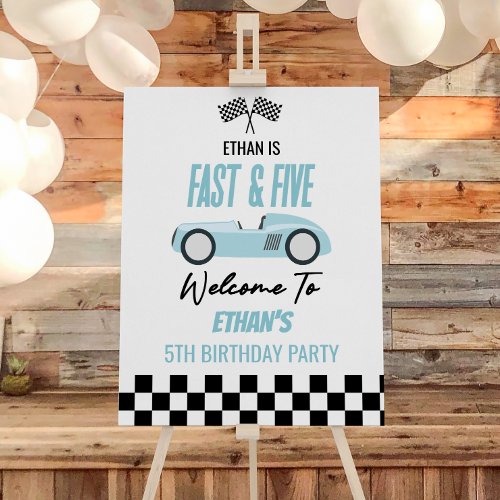 Fast Five Race Car 5th Birthday Party Welcome Sign