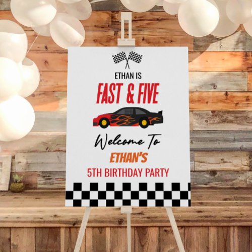 Fast Five Race Car 5th Birthday Party Welcome Sign