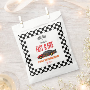 Fast & Five Red Flame Race Car 5th Birthday Party Favor Bag
