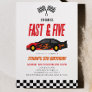 Fast & Five Red Flame Race Car 5th Birthday Party Invitation