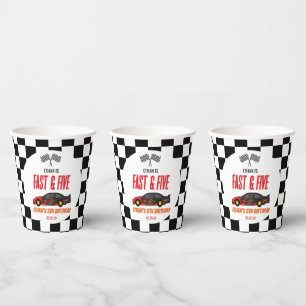 Fast & Five Red Flame Race Car 5th Birthday Party Paper Cups