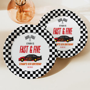 Fast & Five Red Flame Race Car 5th Birthday Party Paper Plates