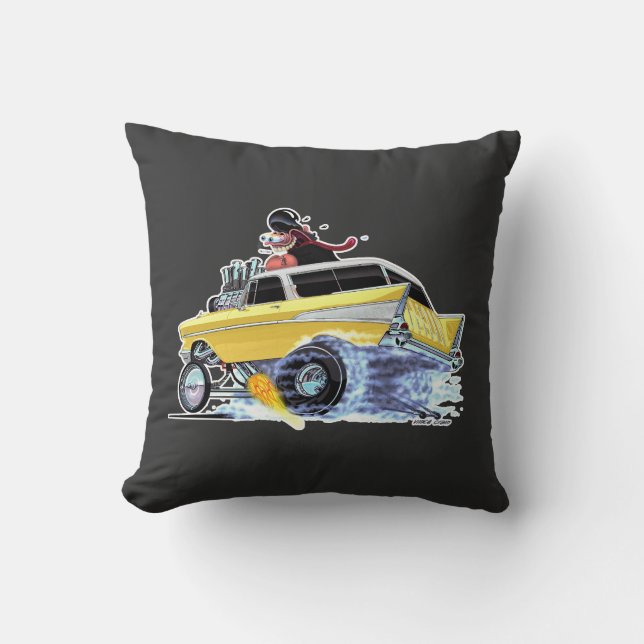 FAST FOOD 1956 Chevy GASSER Throw Pillow (Front)