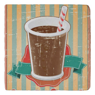 Fast food background with drink in retro style trivet
