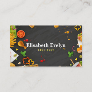 Fast food black background business card