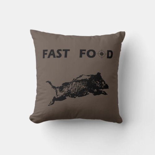 Fast Food Boar Hunting hunt hunter fun Throw Pillow