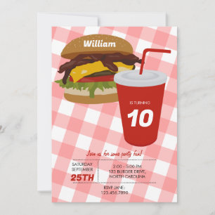 Fast Food Burger Fries BBQ Birthday Invitation