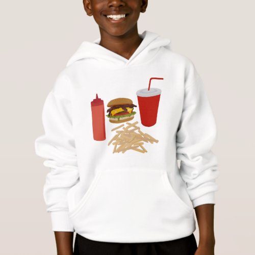 Fast Food Burger Fries Illustration Hoodie
