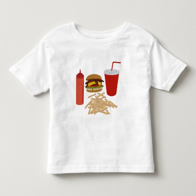 Fast Food Burger Fries Illustration Toddler T-shirt (Front)