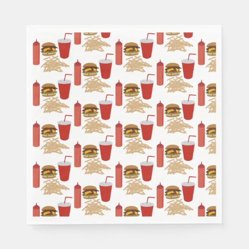 Fast Food Burger Fries Pattern BBQ Napkins