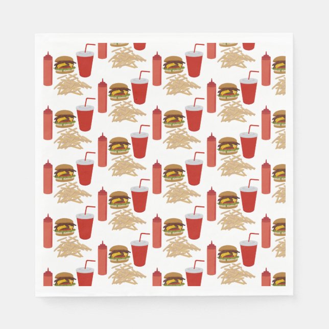 Fast Food Burger Fries Pattern BBQ Napkins (Front)