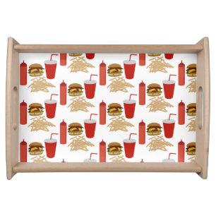 Fast Food Burger Fries Pattern BBQ Serving Tray