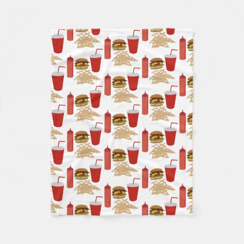 Fast Food Burger Fries Pattern Fleece Blanket