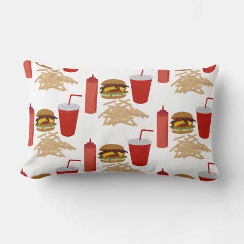 Fast Food Burger Fries Pattern Lumbar Pillow