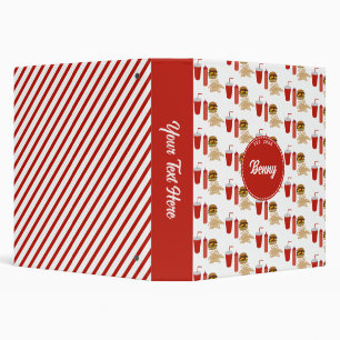 Fast Food Burger Fries Pattern Monogram 3 Ring Binder