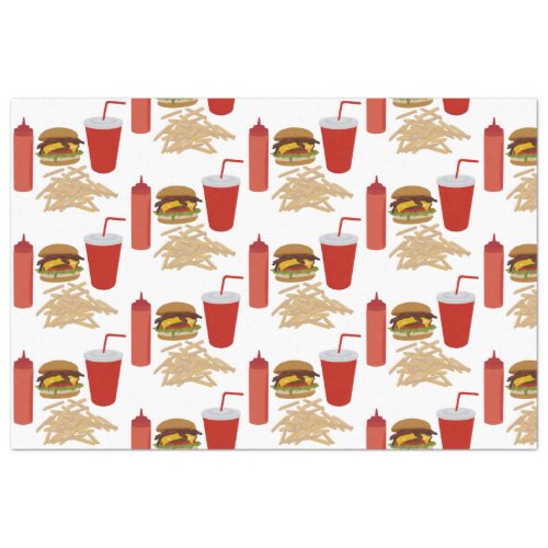 Fast Food Burger Fries Pattern Tissue Paper