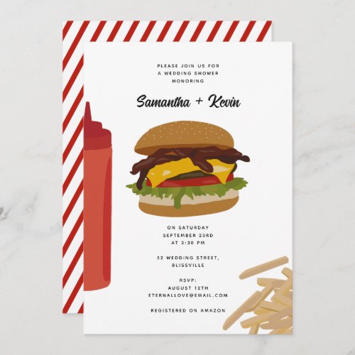 Fast Food Burger Fries Wedding Shower Invitation