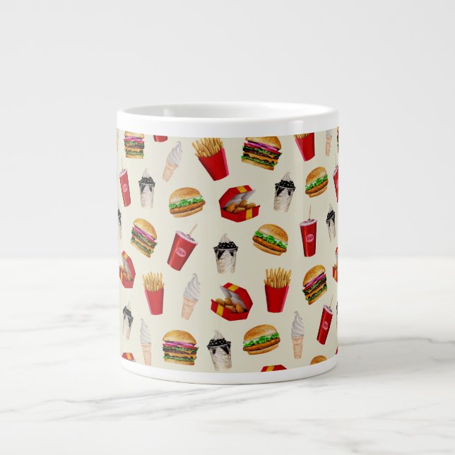 Fast Food Burgers, Fries, Sundaes Giant Coffee Mug (Front)
