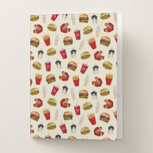 Fast Food Burgers Fries Sundaes Pocket Folder