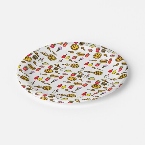 Fast Food Cartoon Pattern Paper Plates