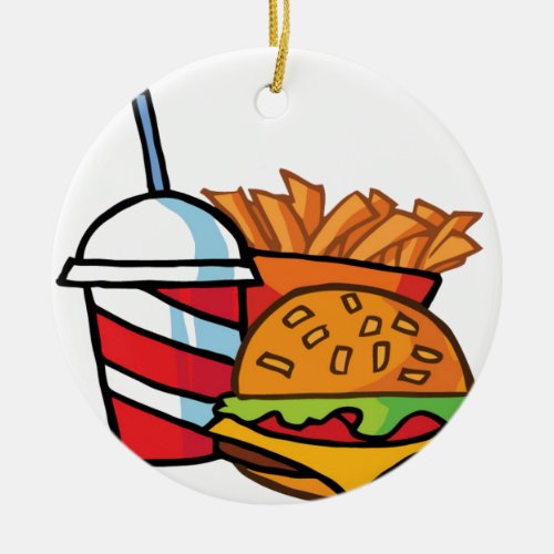 Fast Food Cheeseburger Ceramic Ornament