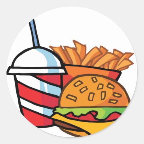 Fast Food Cheeseburger Classic Round Sticker