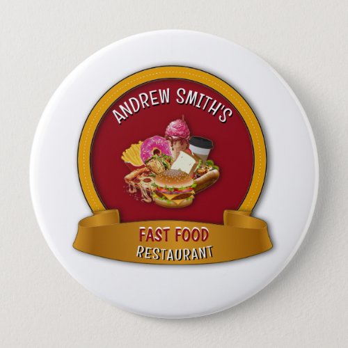 Fast Food Company Red Golden Yellow Custom Logo   Button