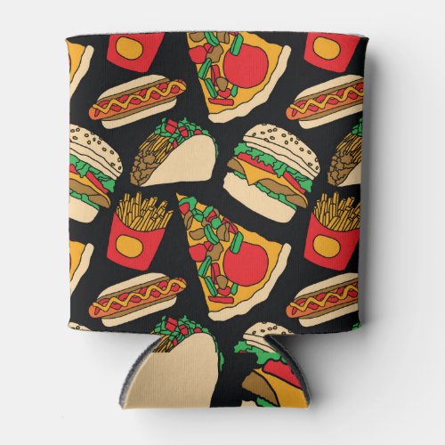 Fast Food Fiesta Vintage Pattern Isolation Can Cooler