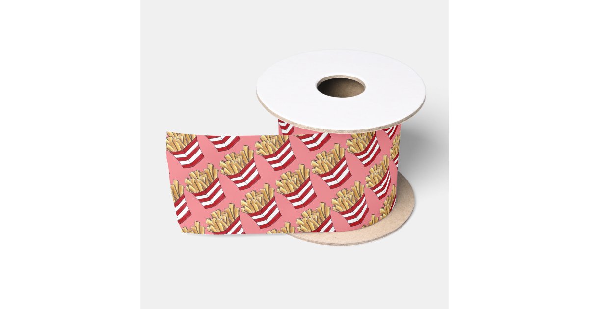 French Fries Ribbon Fast Food French Fries Fried Potatoes Chips Fry Satin Ribbon | Zazzle