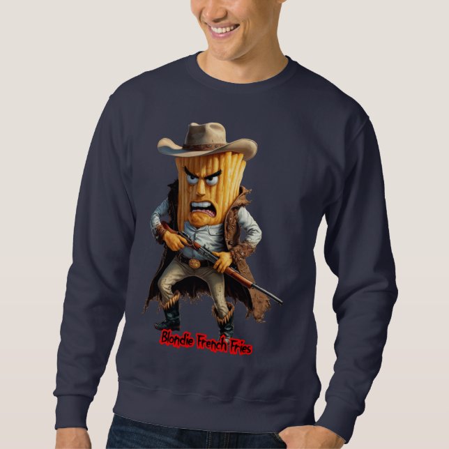 Fast Food French Fries on a Navy Blue  Sweatshirt (Front)