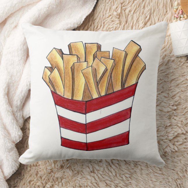 Fast Food French Fry Fries Fried Potatoes Chips Throw Pillow (Blanket)