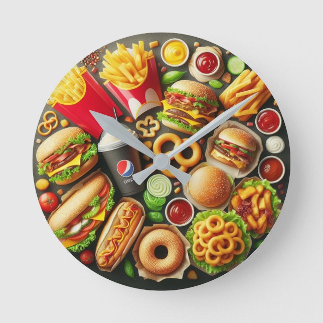 Fast Food Frenzy Wall Clock (Front)